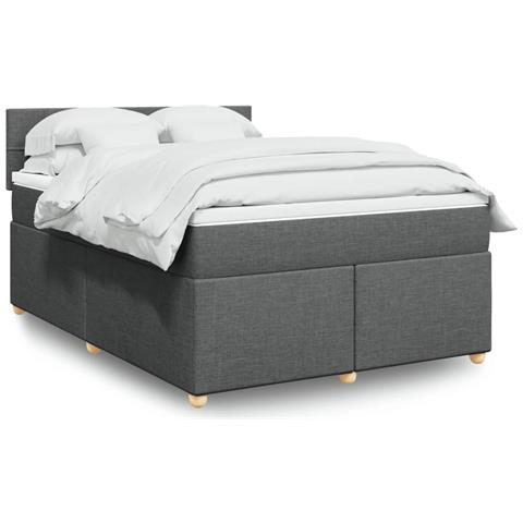 Giroletto a Molle con Materasso Grigio Scuro 140x200cm Tessuto - Foto 2