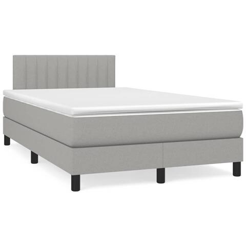 Letto a Molle Materasso e LED Grigio Chiaro 120x190 cm Tessuto - Foto 2