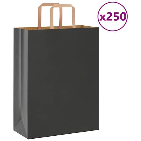 Sacchetti di Carta 250 pz con Manici Neri 26x12x35 cm - Foto 1