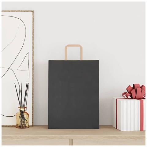 Sacchetti di Carta 250 pz con Manici Neri 26x12x35 cm - Foto 2