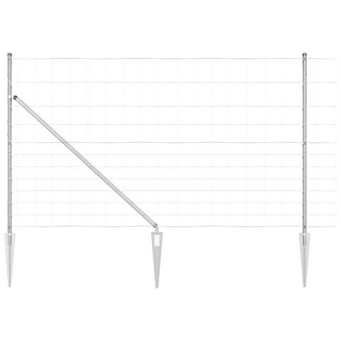 Recinzione  1,4x50 m in Acciaio Zincato, Pali per Recinzione  con Ancore a Picchetto 13 pezzi Ø32 mm 160 cm in Acciaio Zincato - Foto 1