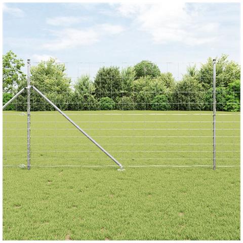 Recinzione  1,4x50 m in Acciaio Zincato, Pali per Recinzione  con Ancore a Picchetto 13 pezzi Ø32 mm 160 cm in Acciaio Zincato - Foto 2