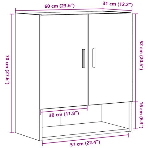 Armadio a muro  Nero Rovere 60x31x70 cm in legno ingegnerizzato - Foto 9