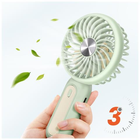 Ventilatore Portatile Silenzioso A 3 Velocità Con Batteria E Supporto Per Telefono, Verde - Foto 2