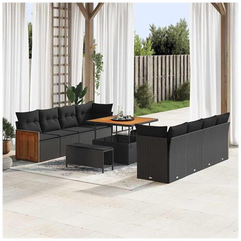 Set Divano da Giardino 11 pcs Nero 100 x 100 x 71 cm - Foto 2