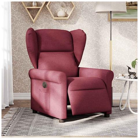 Poltrona Elettrica Reclinabile Rosso Vino in Tessuto - Foto 2