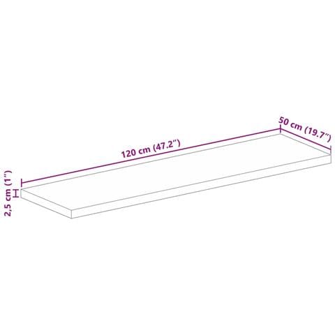 Piano per Tavolo 120x50x2,5cm Rettangolare Legno Mango Grezzo - Foto 9