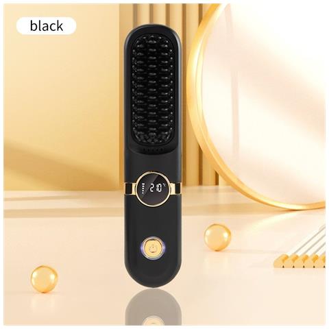Mini Spazzola Lisciante Portatile Senza Fili - Ceramica, Anti-scottatura 3d, Controllo Temperatura Intelligente Black - Foto 2