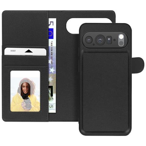 Custodia A Portafoglio Per Google Pixel 10 Pro Con Cover Magnetica Staccabile, Nero - Foto 1