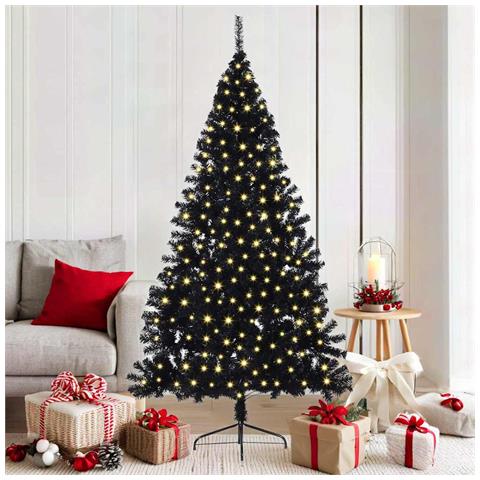 Albero di Natale artificiale con luci integrate Nero 180 cm PVC - Foto 2
