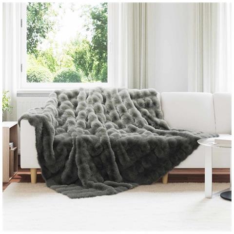 Coperta in Pelliccia di Coniglio Finta 4 pcs Grigio scuro - Foto 2