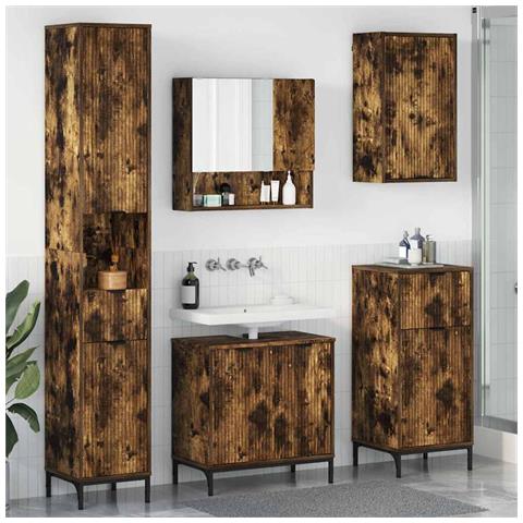 Set di mobili per il bagno con cassetto con porta Rovere fumé - Foto 2