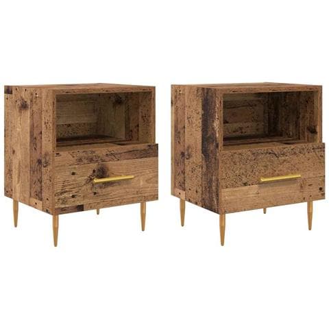 Comodino con cassetto 2 pcs Legno vecchio 40 x 35 x 47,5 cm - Foto 1