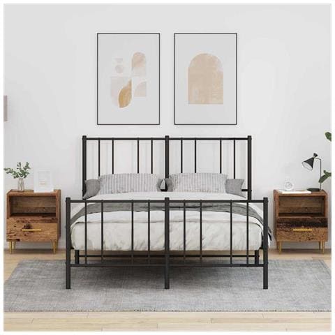 Comodino con cassetto 2 pcs Legno vecchio 40 x 35 x 47,5 cm - Foto 2