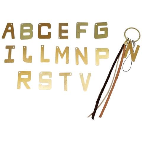 Portachiavi Per Cellulare A Forma Di M In Oro Con Frange In Pelle Marrone - Foto 1