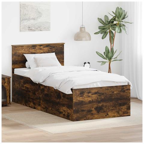 Struttura del letto Rovere fumé 120 x 200 cm Legno multistrato - Foto 2