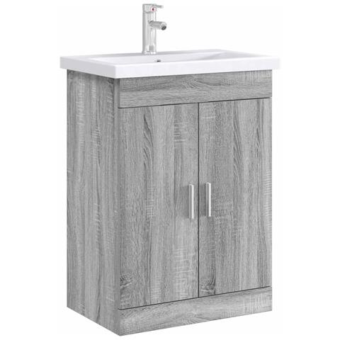 Mobiletto da Bagno Sotto Lavabo Sonoma grigio 56 x 37,5 x 81 cm - Foto 2