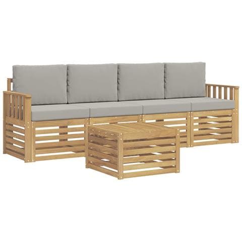 Set di divani da esterno 5 pcs Bianco e Grigio Chiaro - Foto 1