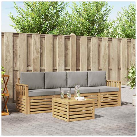 Set di divani da esterno 5 pcs Bianco e Grigio Chiaro - Foto 2