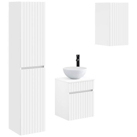 Set di mobili per il bagno 3 pz Bianco 33 x 34,5 x 160 cm - Foto 1