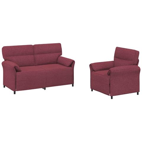 Set di divani 2 pz Rosso Vino Tessuto - Foto 1