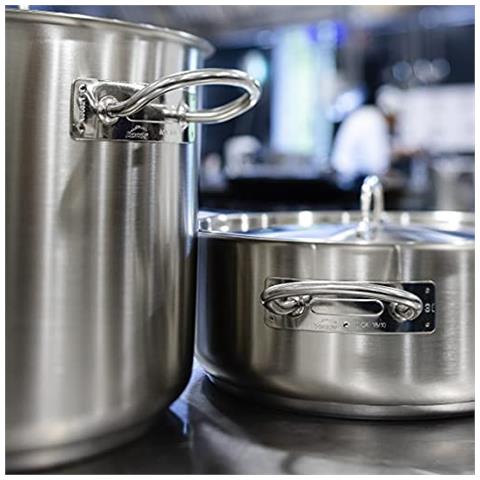 50116 Pentola alta in acciaio inox, coperchio incluso, adatta a tutti i tipi di fornelli, - Foto 3