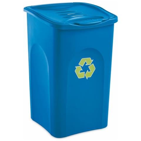 Pattumiera In Polipropilene Riciclabile Per Raccolta Differenziata, Capacità 50 Lt, 37x37xh. 56 Cm Blu - Foto 1