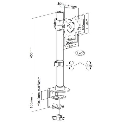 Supporto da Tavolo per TV 15"-27" Fino a Vesa 100x100 - Foto 3