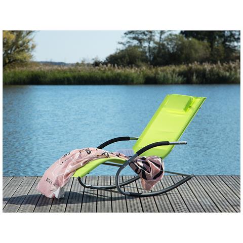 Lettino Da Giardino Verde Lime A Dondolo In Tessuto Carano - Foto 15