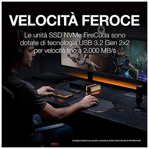 FireCuda Gaming SSD, 500 GB, Unità Esterna da Gioco con Memoria a Stato Solido, USB-C USB 3.0 con NVMe per PC Portatili, 3 Anni di Servizi Rescue (STJP500400) - Foto 2