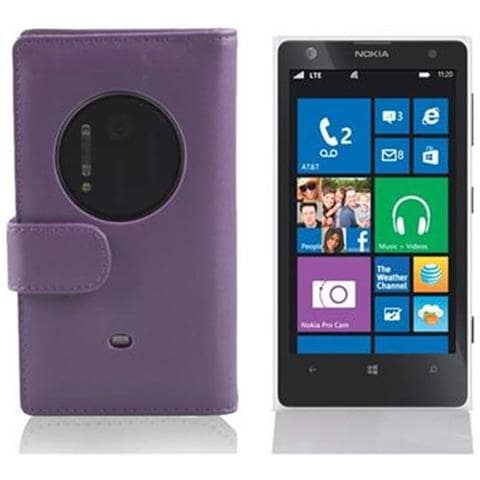 Custodia Compatibile Con Nokia Lumia 1020 In Viola Lilla - Coperchio Protettivo In Similpelle Liscia E Tasca Per Carte Di Credito - Foto 2