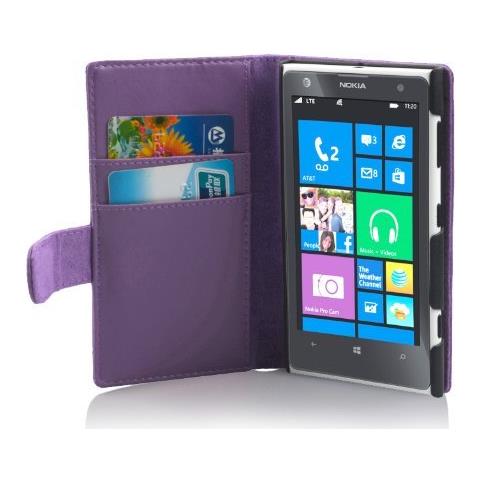Custodia Compatibile Con Nokia Lumia 1020 In Viola Lilla - Coperchio Protettivo In Similpelle Liscia E Tasca Per Carte Di Credito - Foto 4