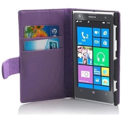 Custodia Compatibile Con Nokia Lumia 1020 In Viola Lilla - Coperchio Protettivo In Similpelle Liscia E Tasca Per Carte Di Credito - Foto 1