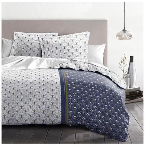 Set Piumone Arcobaleno - 1 Copripiumino 240 X 260 Cm + 2 Federe 65 X 65 Cm - Blu E Bianco - Foto 1