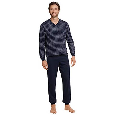 Schlafanzug Lang V-ausschnitt' Pigiama, Blu Scuro, Xxxxl Uomo - Foto 1