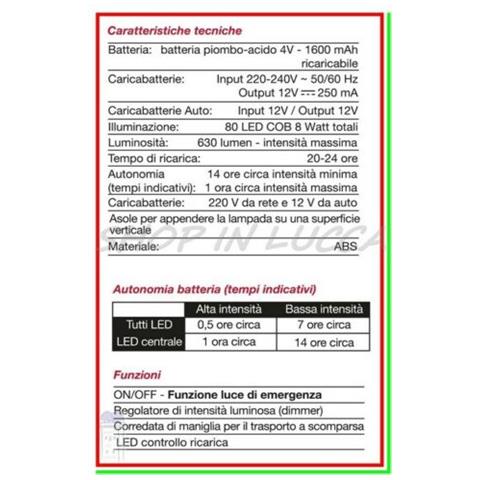 Luce Di Emergenza Led Lampada Torcia Ricaricabile Portatile Casa Andromeda 2 Con Dimmer Potenziometro - Foto 6