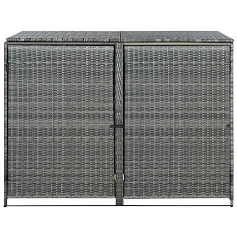 Copribidone Rifiuti Doppio in Polyrattan Antracite 148x77x111cm - Foto 10