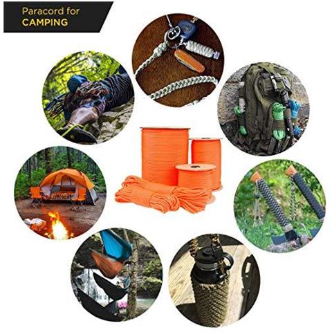 Paracord 550 Del Cavo Dei Paracadute Di Tipo Iii Mil-spec 7 Fili Di Sopravvivenza (sofit Arancione 100 M)  - Foto 2