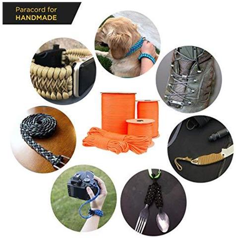 Paracord 550 Del Cavo Dei Paracadute Di Tipo Iii Mil-spec 7 Fili Di Sopravvivenza (sofit Arancione 100 M)  - Foto 4