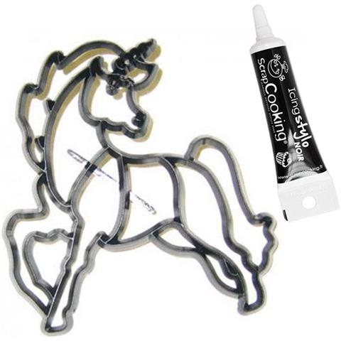 Tagliabiscotti Unicorno + Penna Per Glassa Nera - Foto 1