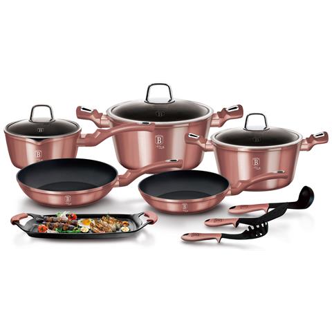 BERLINGER HAUS I-rose Set Pentole Induzione 12-pcs Alluminio Antiaderente Casseruoli Padelle Piastra Rosa BERLINGER HAUS I-rose Set Pentole Induzione 12-pcs Alluminio Antiaderente Casseruoli Padelle Piastra Rosa