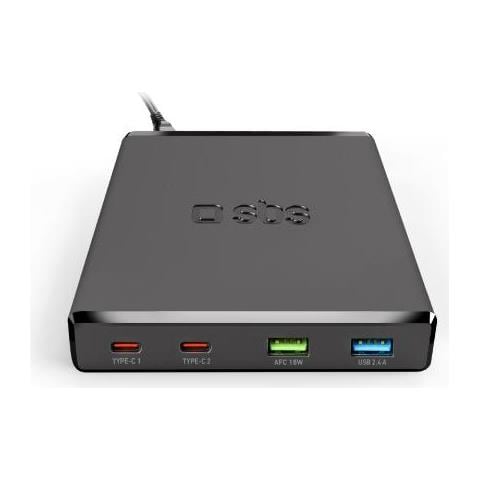 SBS - Stazione Di Ricarica Gan Con 4 Porte - Ricarica Ultrarapida Con 2 Porte Usb A E 2 Porte Usb C 8018417311925
