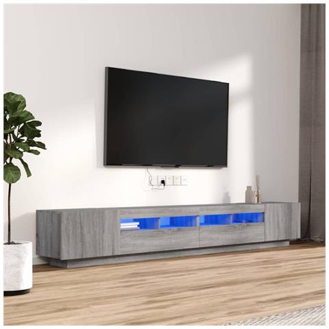 Set Mobili Tv 3 Pz Con Luci Led Grigio Sonoma Legno Multistrato - Foto 6