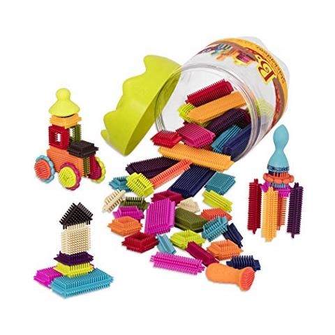 B Giocattoli - Setole - Stackadoos - Set Di Blocchi Stem Ordina E Impila - 68 Blocchi Ad Incastro - Giocattoli Per Bambini Piccoli, Barattolo Con Coperchio - 2 Anni + - Foto 1