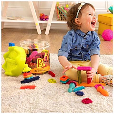 B Giocattoli - Setole - Stackadoos - Set Di Blocchi Stem Ordina E Impila - 68 Blocchi Ad Incastro - Giocattoli Per Bambini Piccoli, Barattolo Con Coperchio - 2 Anni + - Foto 3