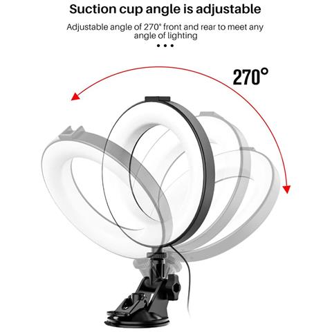 Kit Illuminazione Video Ring Light Usb Live Streaming Con Treppiede E Supporto A Ventosa - Foto 2