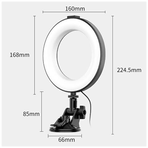 Kit Illuminazione Video Ring Light Usb Live Streaming Con Treppiede E Supporto A Ventosa - Foto 5