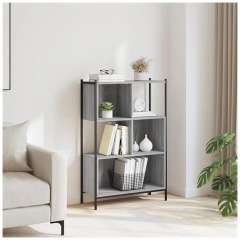 Libreria Grigio Sonoma 72x28x109 Cm In Legno Multistrato - Foto 3
