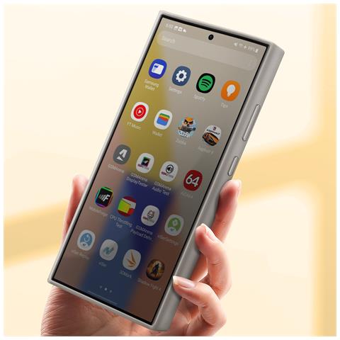 Cover Per Samsung Galaxy S24 Ultra Pelle Vegetale Fotocamera Protetta, Grigio - Foto 2