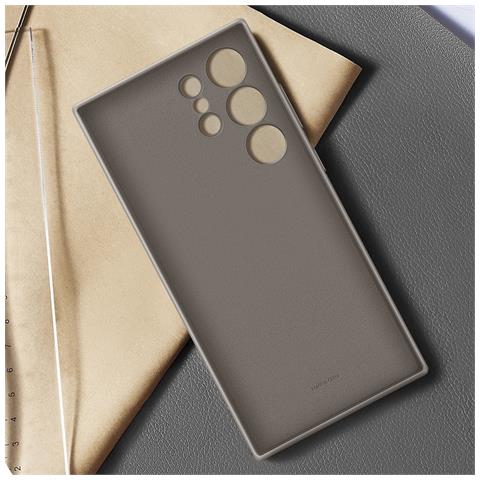 Cover Per Samsung Galaxy S24 Ultra Pelle Vegetale Fotocamera Protetta, Grigio - Foto 5
